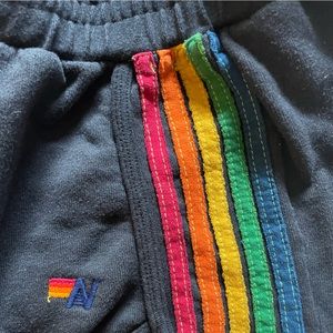 Aviator Nation Rainbow Stripe Shorts Large Navy